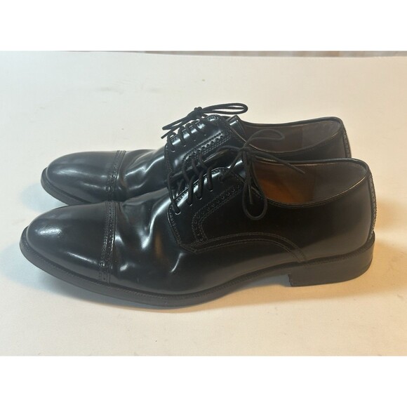Johnston & Murphy Sheepskin Leather Cap Toe Black Oxford Dress Shoes Mens 10.5 D main image 9